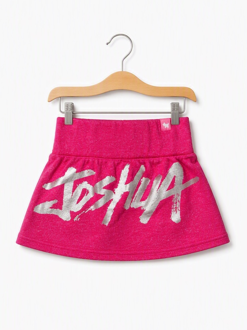 Vintage Y2K Joshua Perets Fuchsia Pink Heathered Skirt Silver Graffiti Logo S